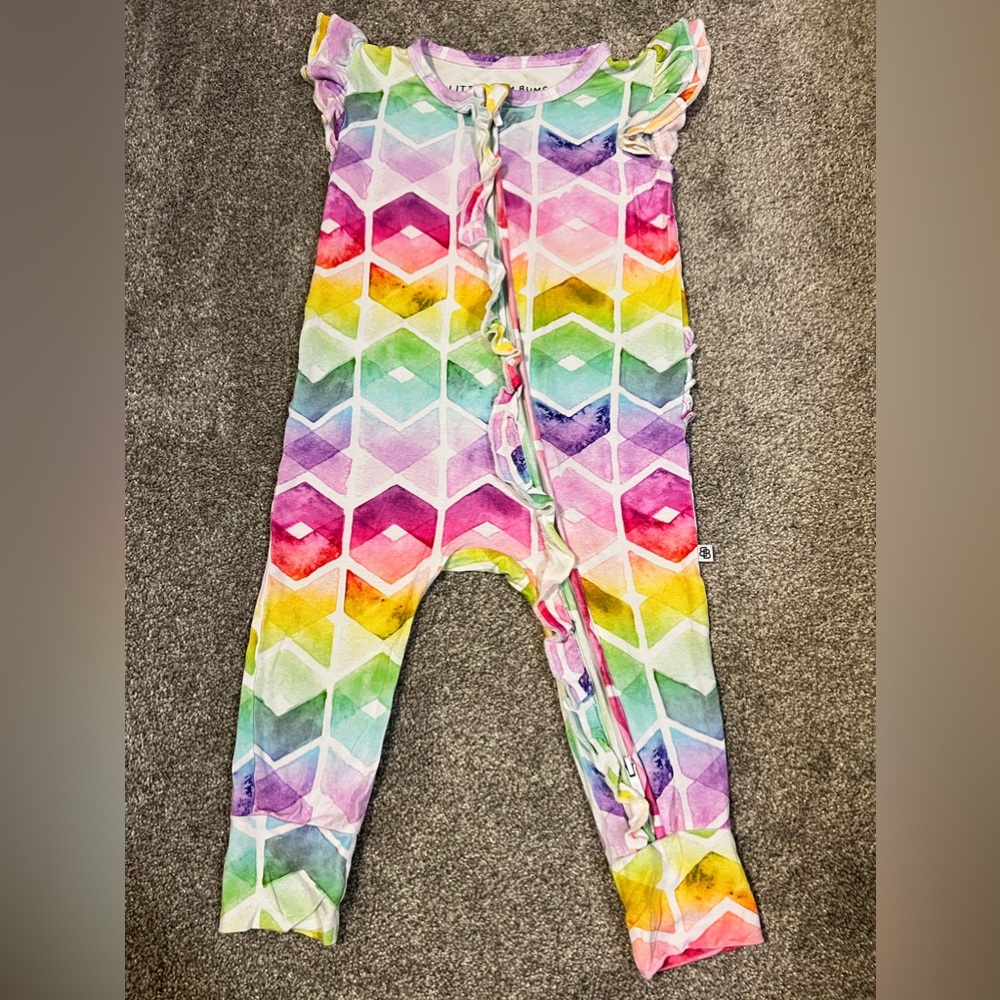 Bums & Roses Color My World ruffle romper 2T